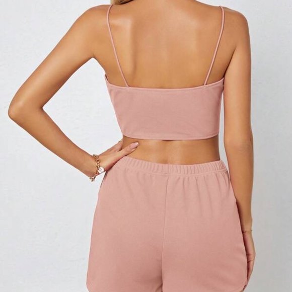 SHEIN BAE Solid Cropped Cami Top & Skort Set - Picture 4 of 6